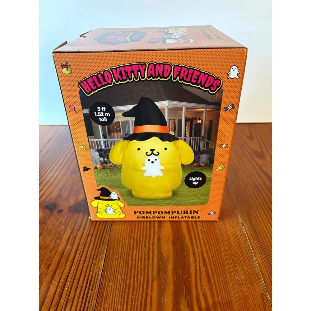 Hello Kitty Pompompurin Halloween Witch Hat‎ Ghost Inflatable 5ft NEW HTF